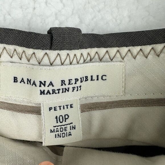 Banana Republic Martin Fit Pants Size 10P Wool Silk Cuffed Neutral Office Career - Picture 6 of 10